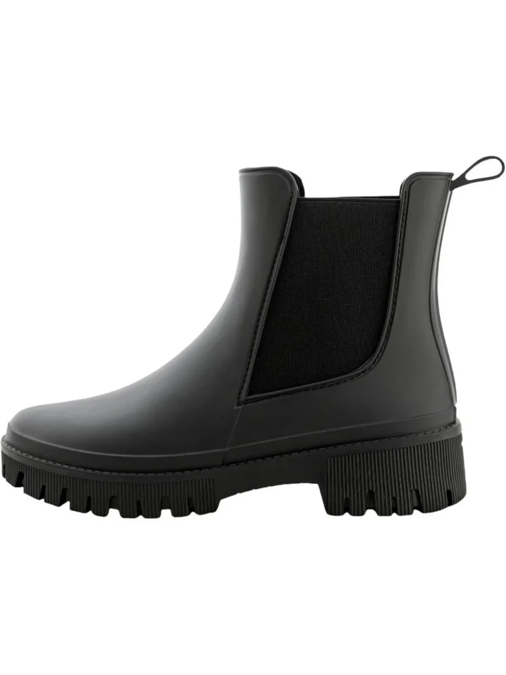 Women's Black Rubber Short Chelsea Waterproof Rain Boots For Ladies